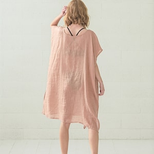 Light Linen Caftan Beach Dress / Women Beachwear / Oversize Casual Linen Tunic image 5