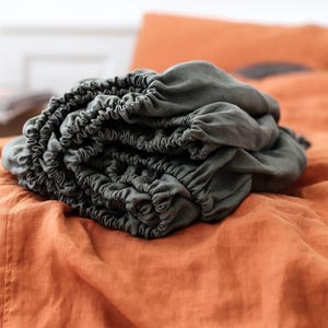 Soft Washed Linen Fitted Sheet: Elastic Band, Handmade