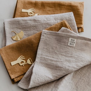 Linen Napkins Housewarming Gift / Linen Napkins Set Honey Gold Of 4, 6, 8, 10, 12, 14, 16, Handmade Table Linen Gift Idea image 3