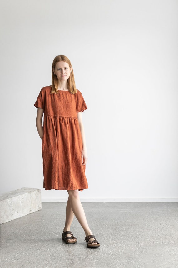 Oversize Linen Dress Linen Washed Dress Smock Linen Dress Summer Minimal Dress Handmade Linen Dress Etsy