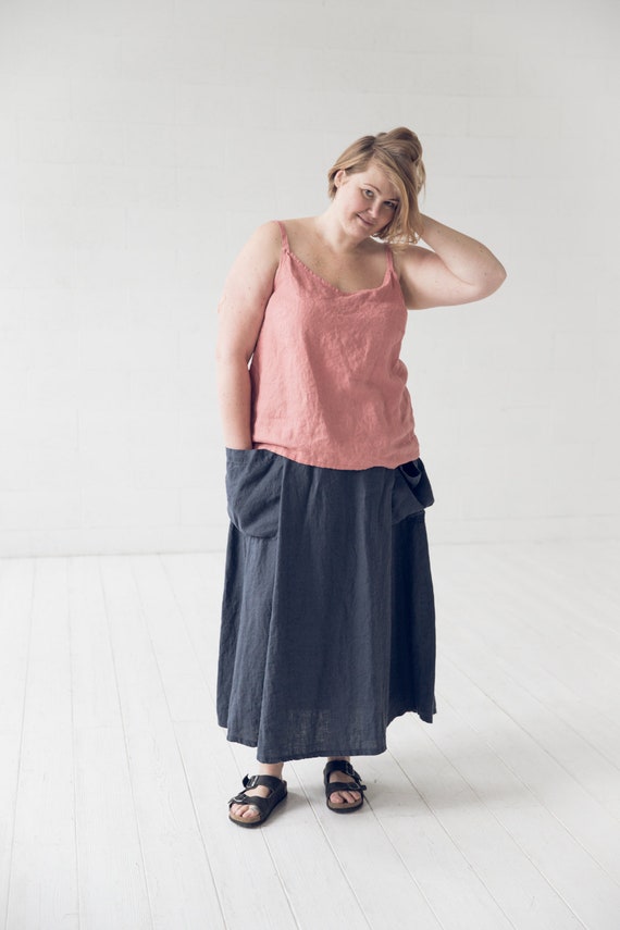Maxi Skirt With Pockets Linen Plus Summer Etsy