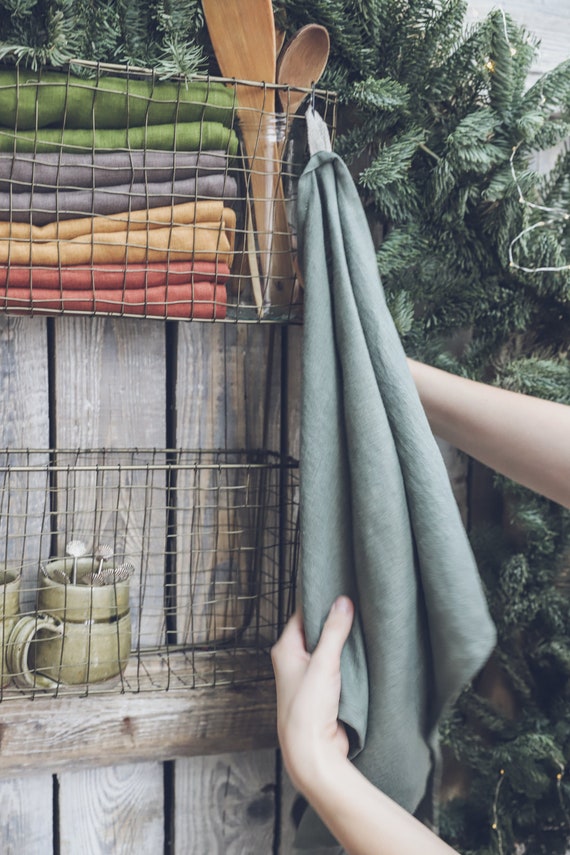 Linen Tea Towels Set of 2,linen Dish Towels,grey Linen Kitchen Towel,natural  Linen Towels,softened Linen Towel,kitchen Linens,soft Linens 