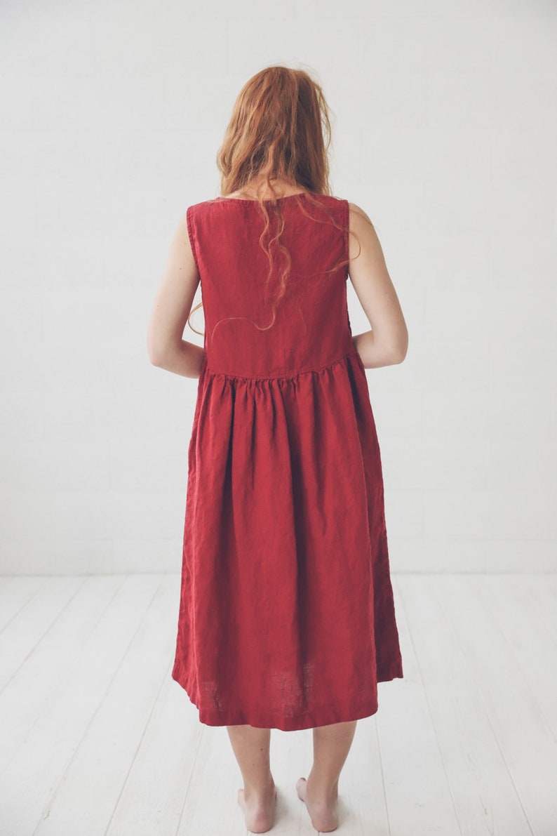 Soft Washed Linen Dress: Long Swing Robe, Maternity Friendly image 4