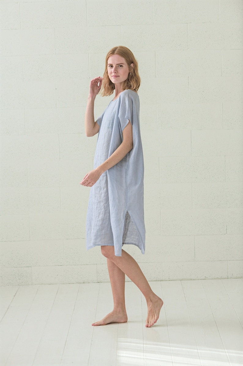 Light Linen Caftan Beach Dress / Women Beachwear / Oversize Casual Linen Tunic image 6