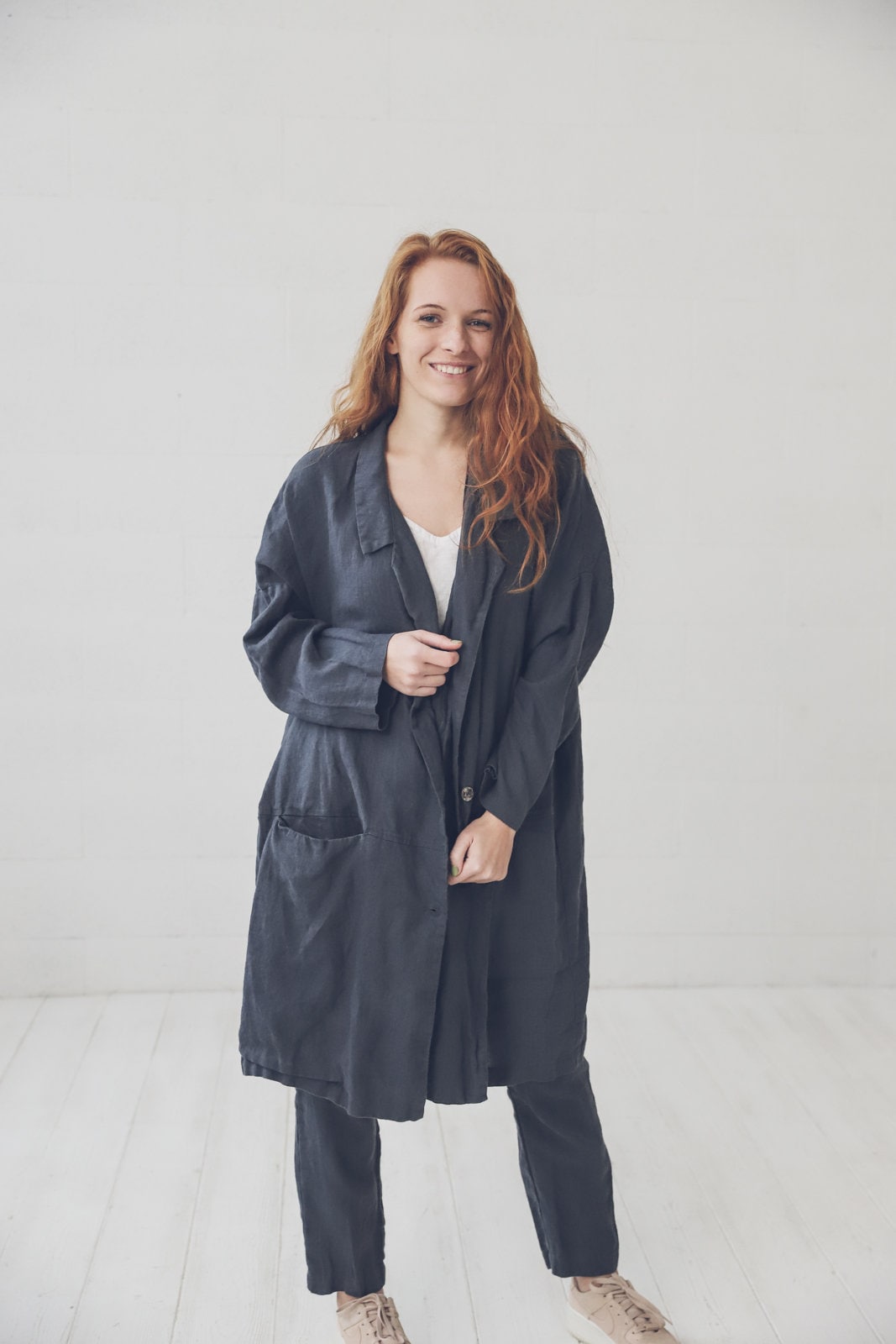 ジャケット・アウター ANTIQUE DUSTY DYE LINEN OVER JACKET ANTIQUE DUSTY DYE LINEN OVER JACKET（How to Use Fabric Paint）