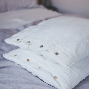 Linen Pillowcases with Buttons Closure, Set of 2 Linen Pillow Covers image 2