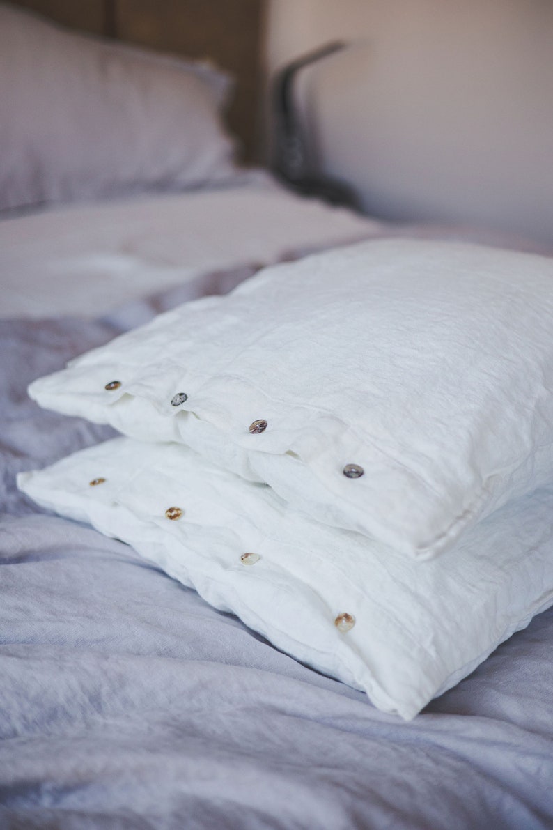Linen Pillowcases with Buttons Closure, Set of 2 Linen Pillow Covers image 2