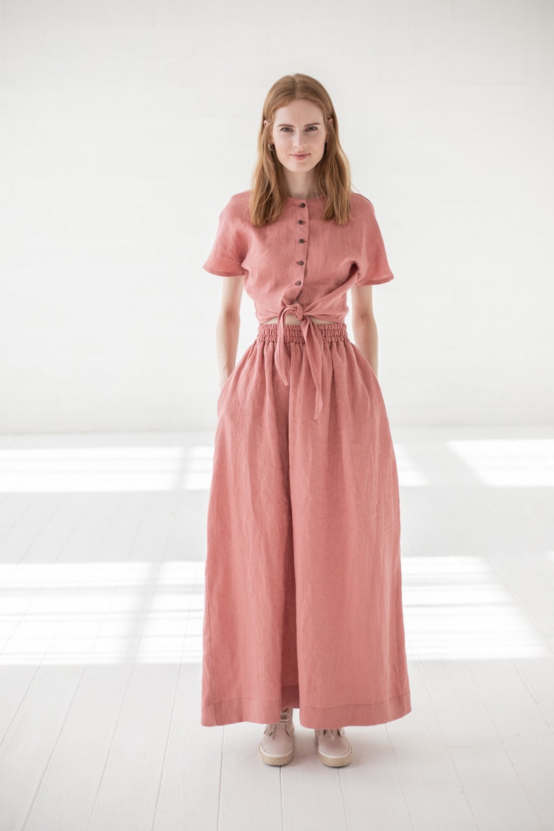 Maxi Linen Skirt / Swing Long Linen Skirt / High Waist Women Skirt image 6