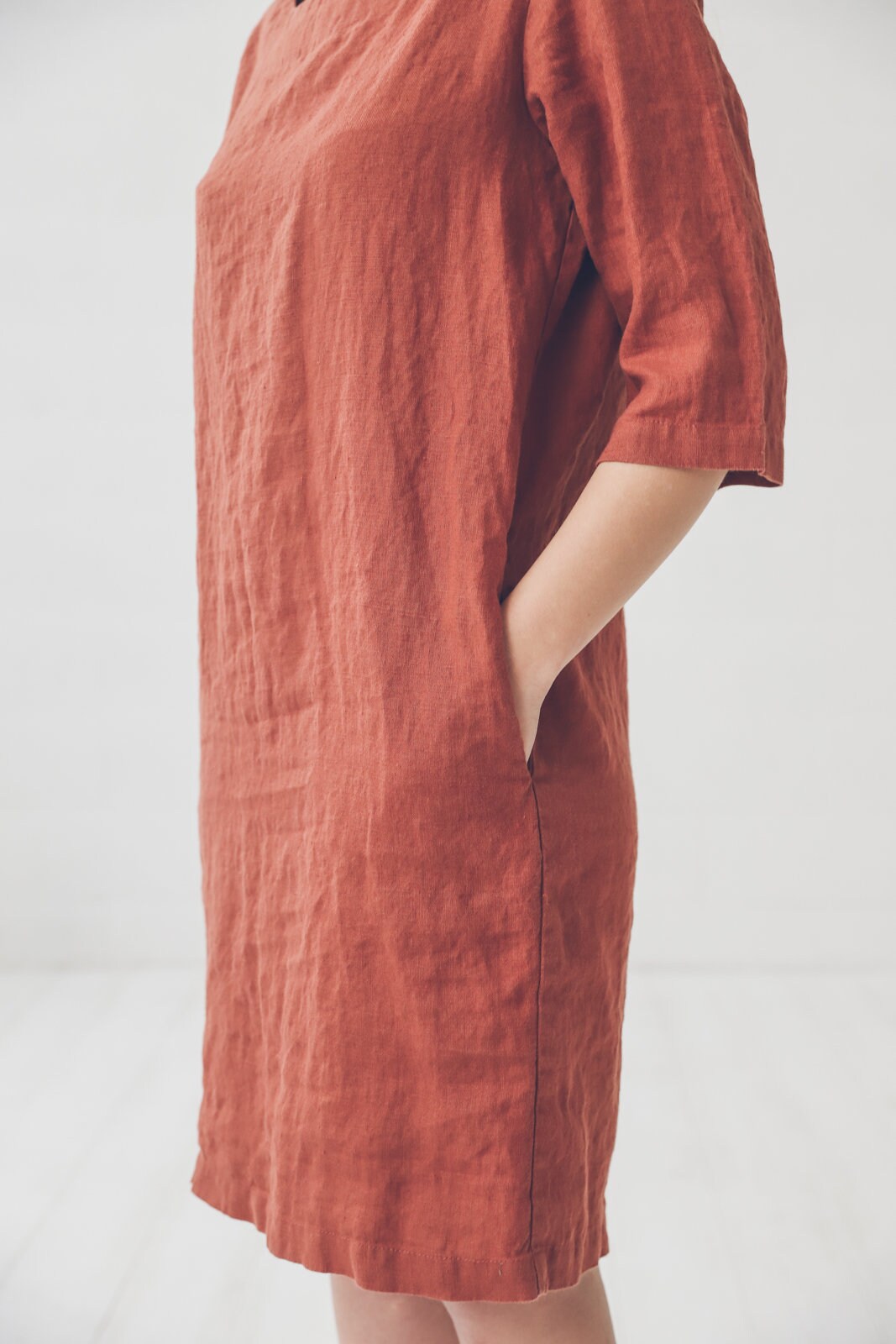 Linen Tunic Dress: Classic Pocket Dress Linen Tunic Dress: Classic Pocket Dress
