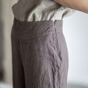 Wide-Leg Linen Pants, Relaxed Fit Flax Linen Pants, Linen Trousers For Women, Summer Linen Culottes image 8