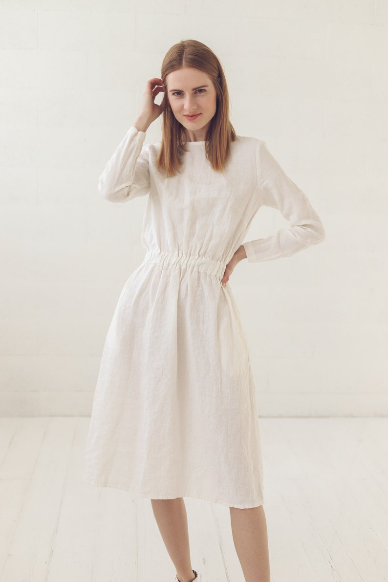 Fitted Linen Dress / Elegant Linen Dress / Wedding Linen Dress - Etsy