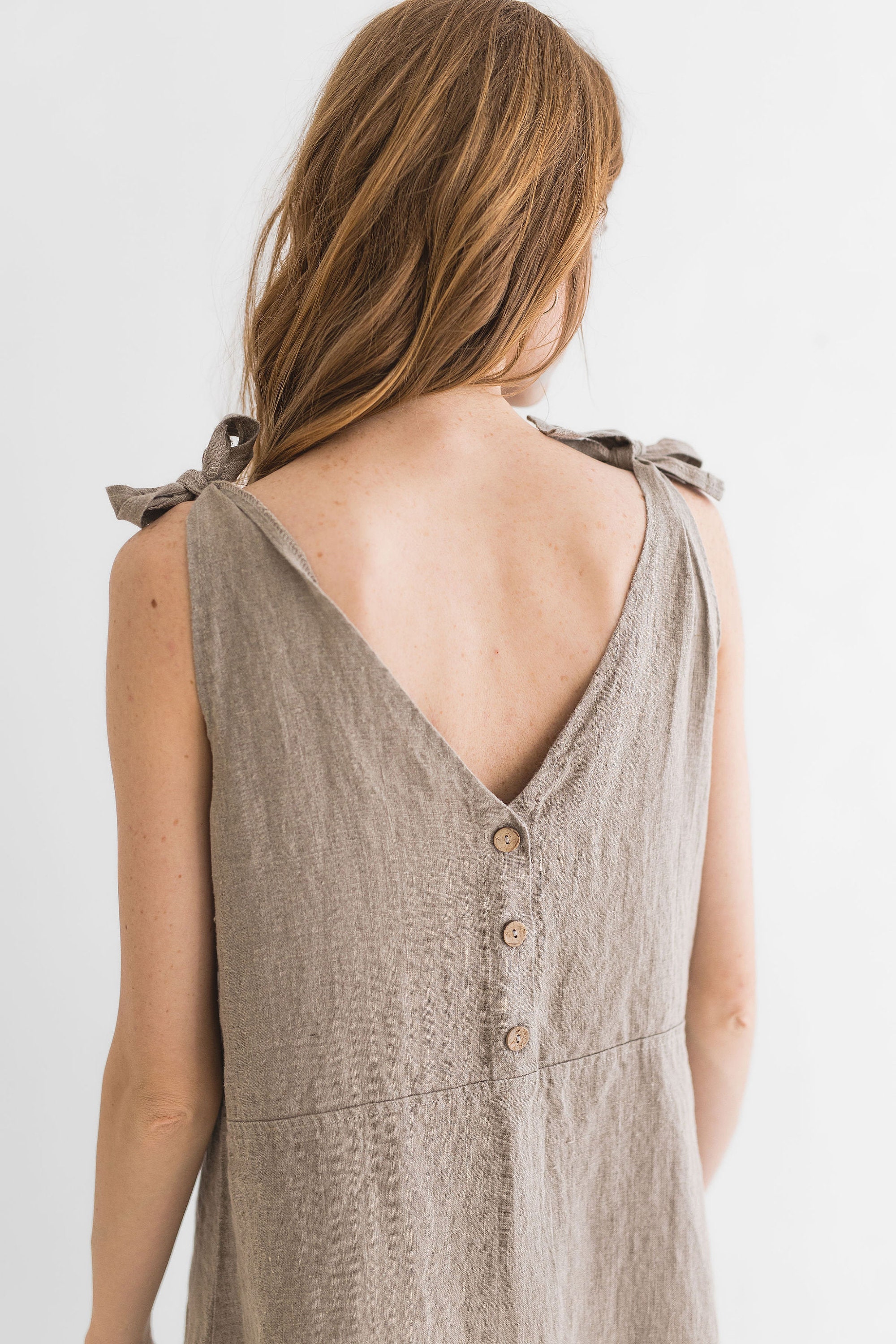 chinese dress ladies Girls Linen shoulder tie dress  Minimefit