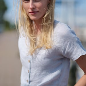 Gauze Linen Tie-Front Summer Top