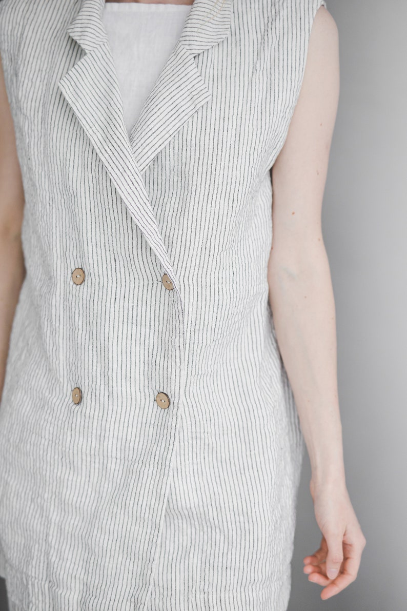 Linen Vest / Jacket for Women / Linen Vest with Buttons / Cardigan for Women image 4