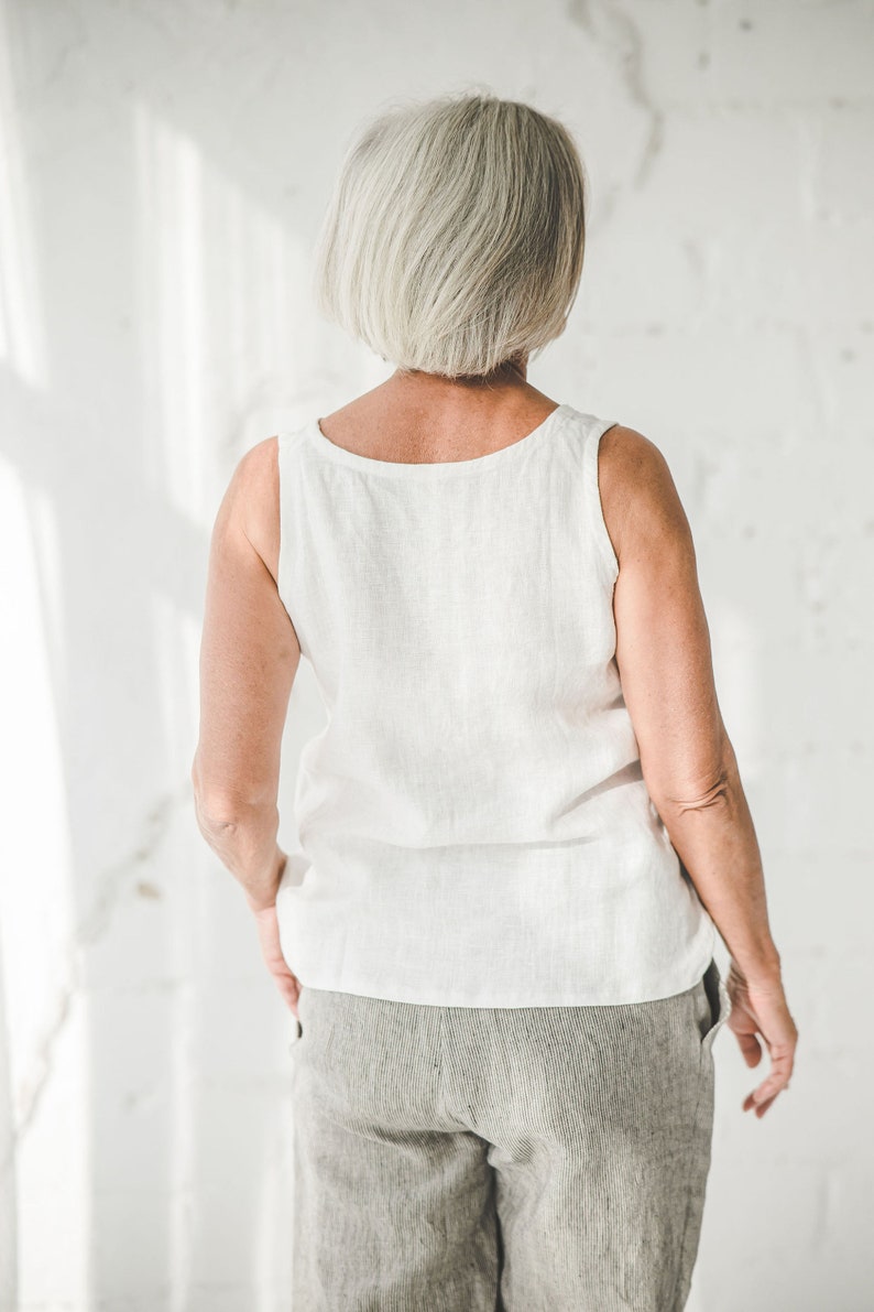 Linen Classic Top / Flax Linen Blouse / Basic Linen Top / Sleeveless Linen Blouse image 3