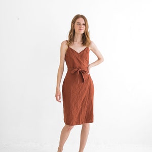 Wrap Linen Dress, Sleeveless Linen Summer Dress