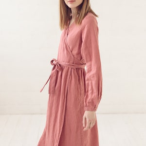 Maxi Wrap Linen Dress / Long Bridesmaids Linen Dress / Summer Women Dress image 2