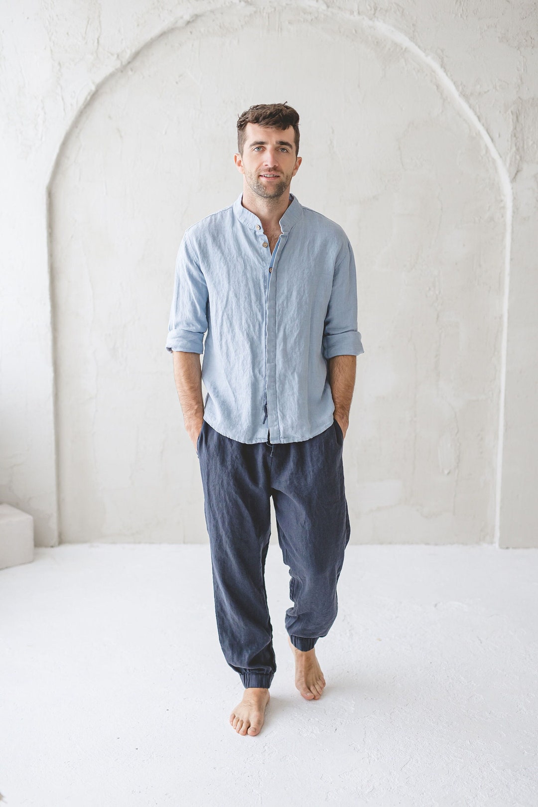 Men's Cargo Linen Pants Mens Linen Jogger Trousers Linen - Etsy