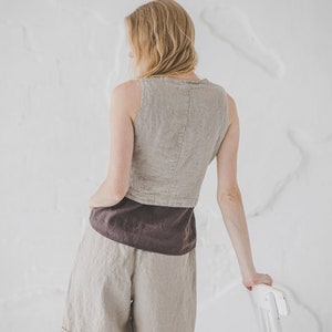 Classic Linen Vest With Back Ties / Classic Linen Sleeveless Coat / Classic Style image 5