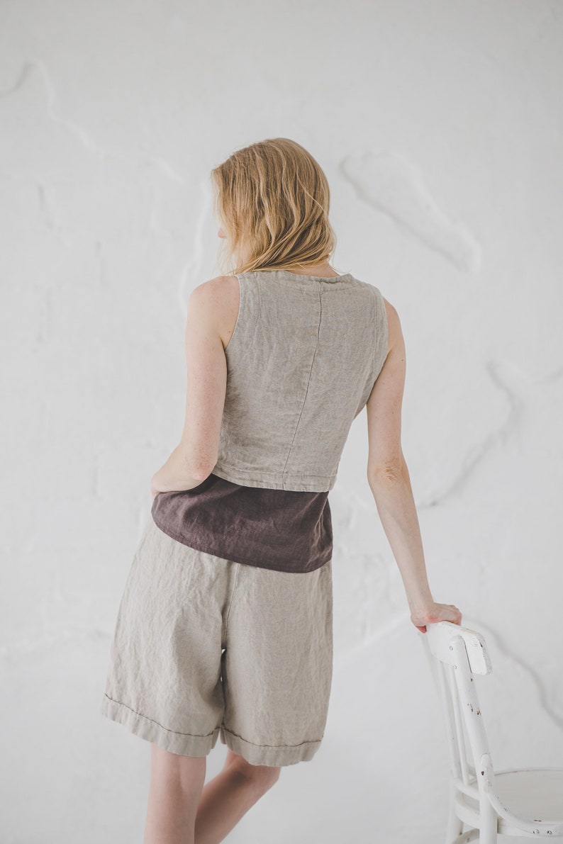 Classic Linen Vest With Back Ties / Classic Linen Sleeveless Coat / Classic Style image 5