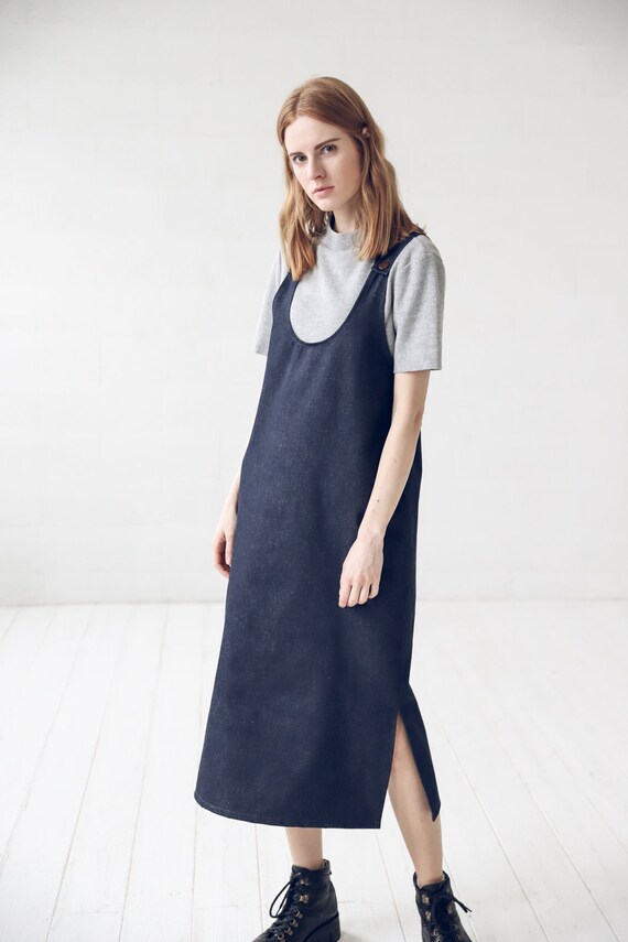 Pinafore Dress / Denim Maxi Office 