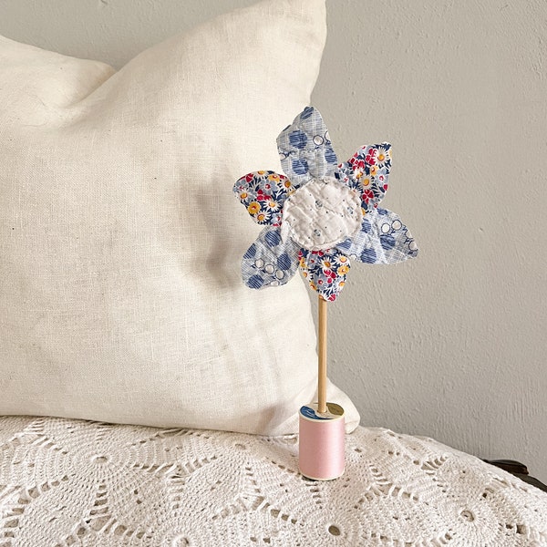 shabby chic flower made from quilt scraps spring decor summer decor
