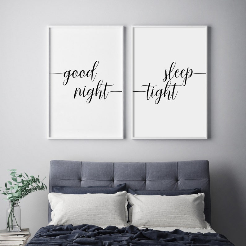 Good Night Sleep Tight Wall Art Set of 2 Bedroom Sign Good | Etsy