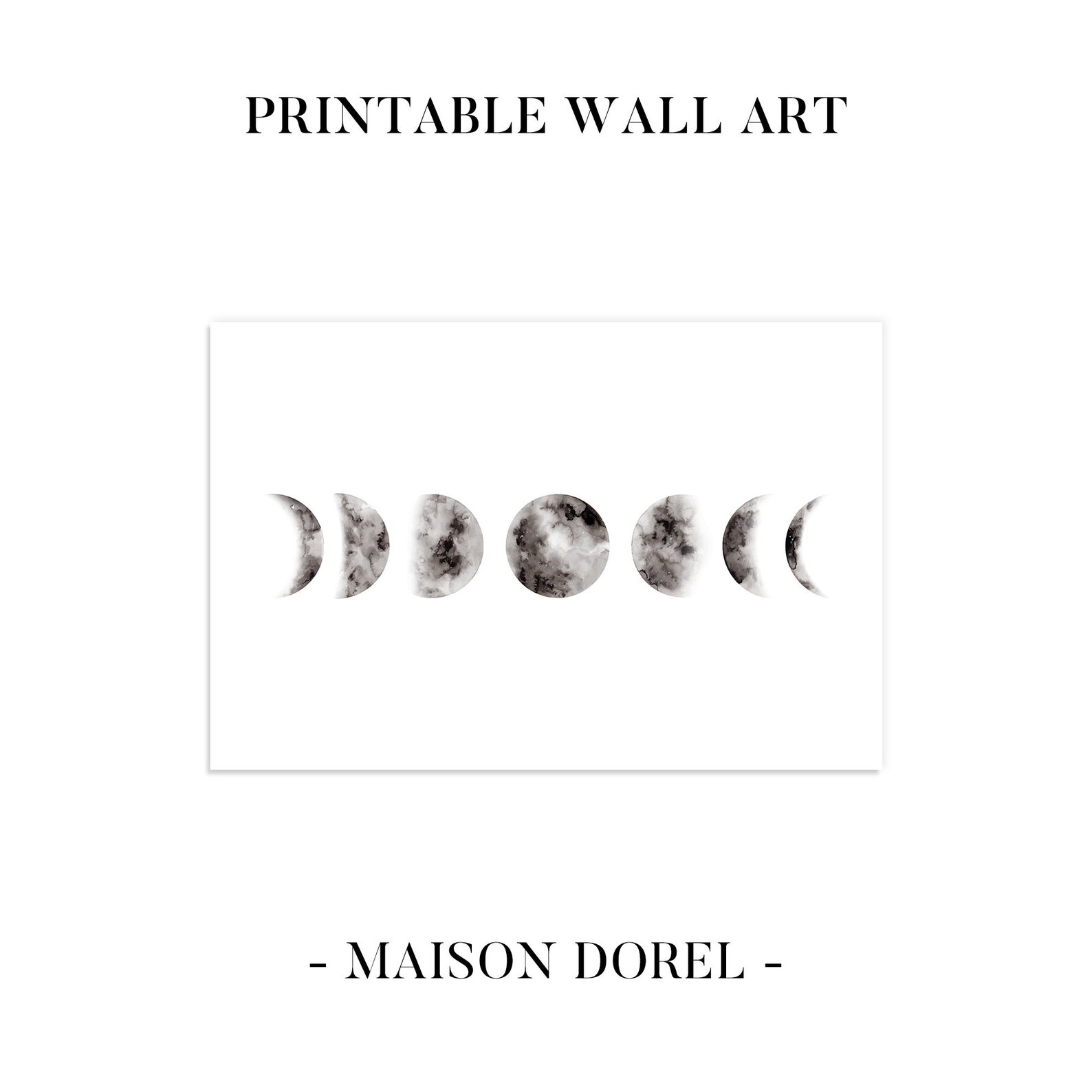 Moon Print Moon Phases Poster Printable Lunar Phases Phases Etsy
