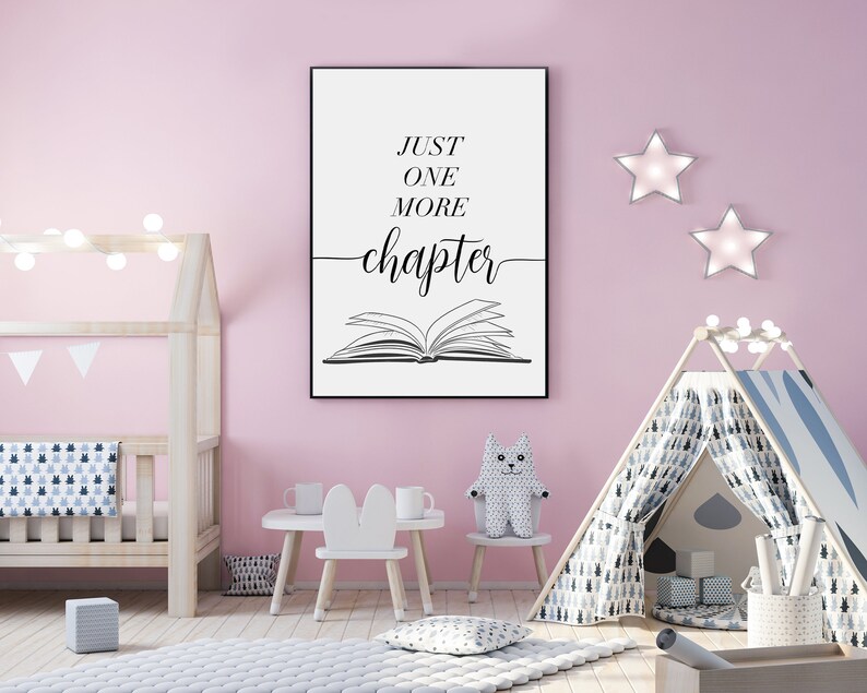 Just One More Chapter Print Printable Book Lover Wall Art | Etsy
