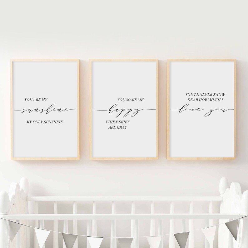 Digital Download Baby Nursery Decor Nursery Wall Art Set Of 3 Prints Nursery Decor You Are My Sunshine My Only Sunshine New Baby Gift