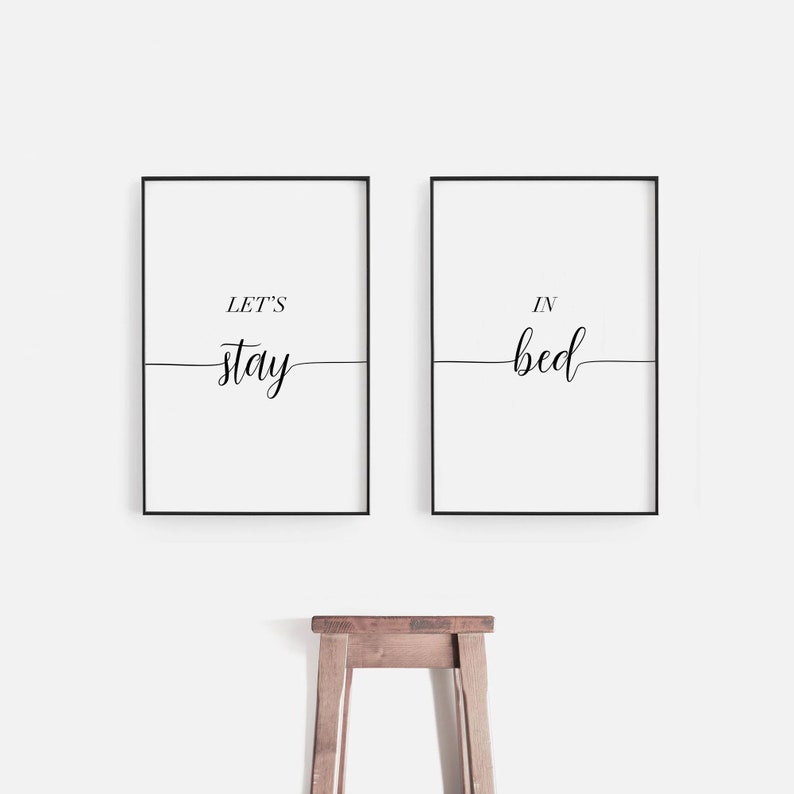 Lets Stay in Bed Printable Above Bed Set of 2 Prints Etsy
