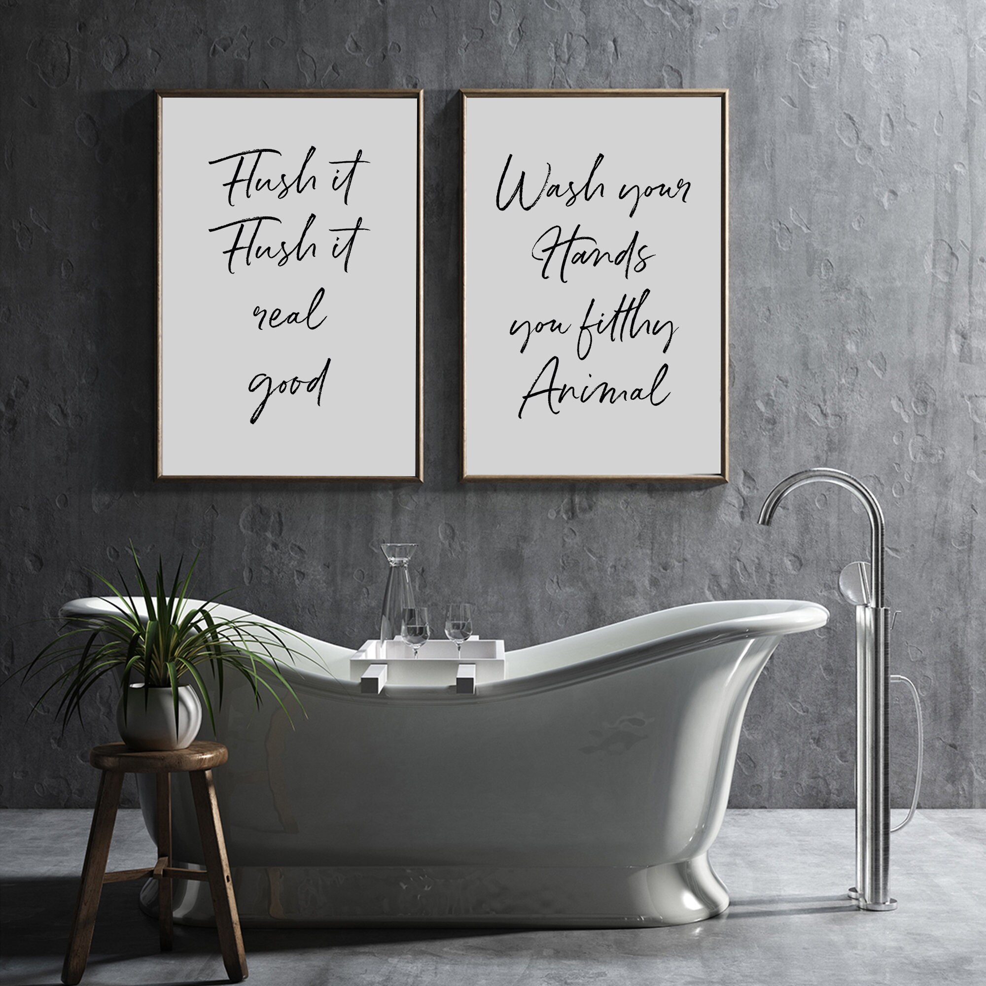 Bathroom Print Set of 2 Bathroom Wall Art Bathroom Wall Etsy