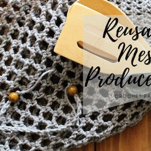 Reusable Mesh Produce Bag Crochet Pattern-Drawstring Bag Pattern, Crochet Mesh Bag Pattern, Mesh Bag Crochet Pattern