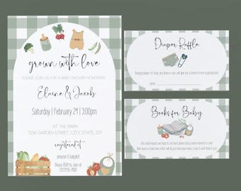 Farmers Market Baby Shower Invitation Template (Digital Download)