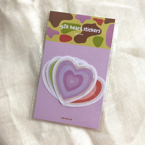 y2k easy peel heart stickers set of 3 y2k heart print etsy