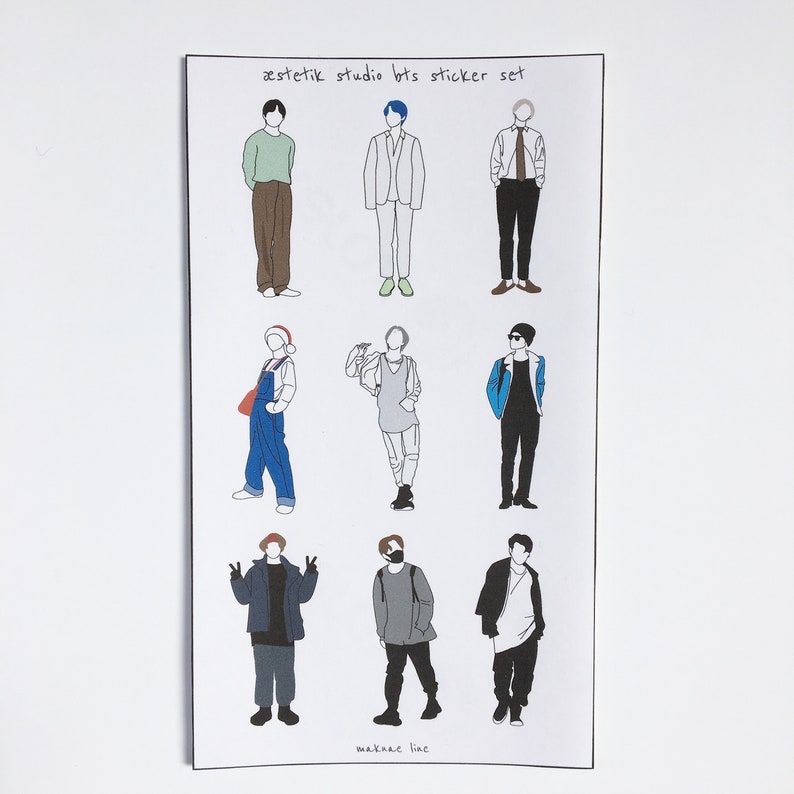 bts sticker set bts fanart stickers bts bullet journal etsy