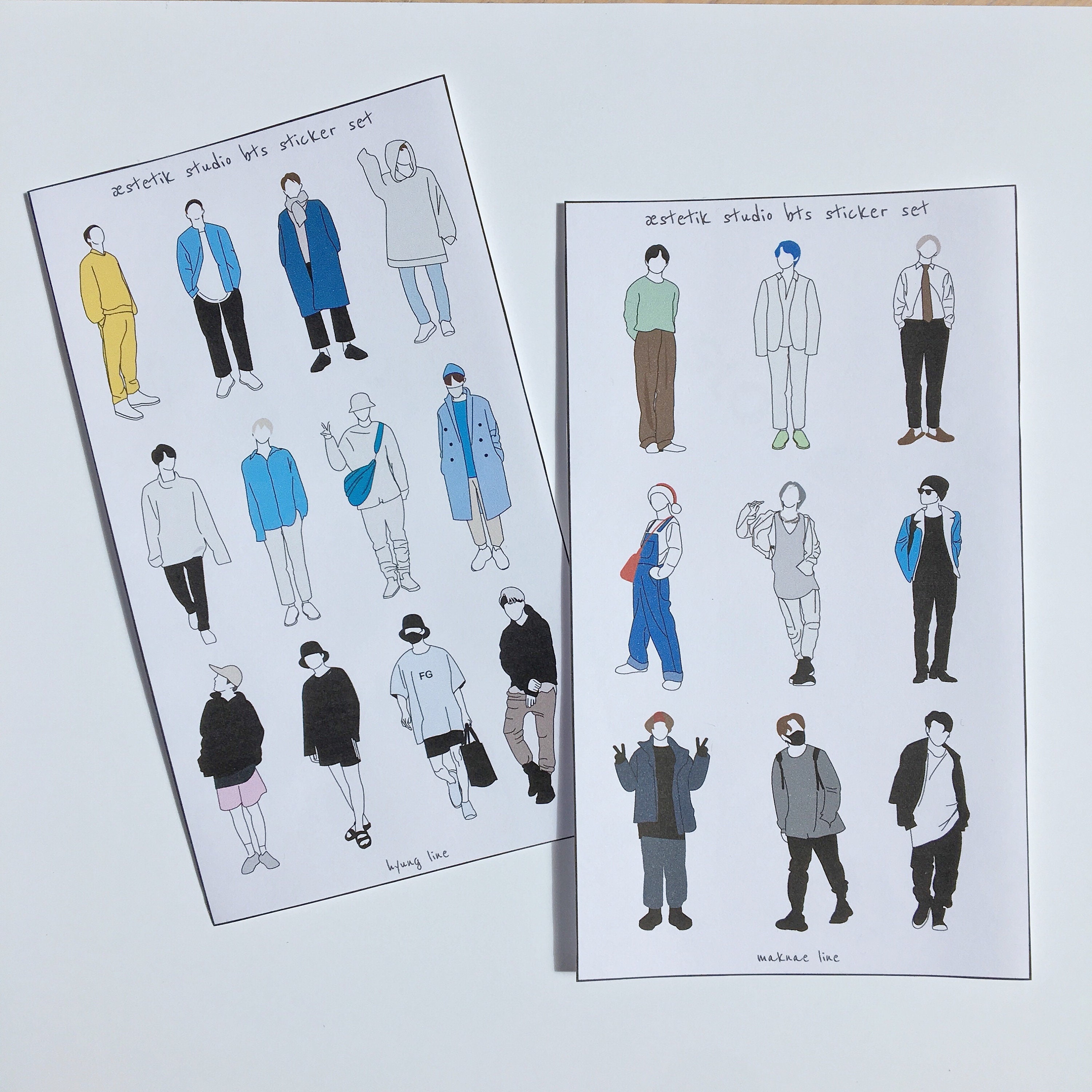 Bts Sticker Set Bts Fanart Stickers Bts Bullet Journal Etsy
