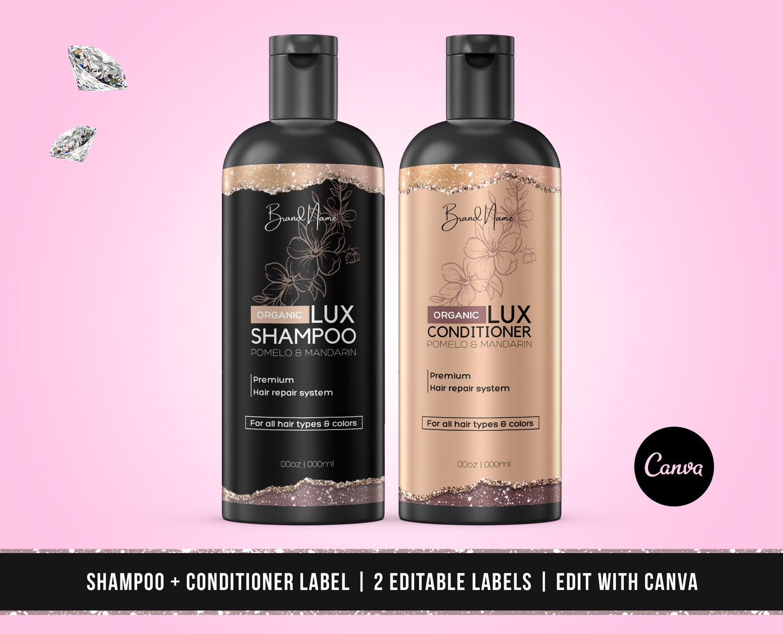 DIY Shampoo and Conditioner Label Template Product Label Etsy