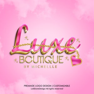 Custom Luxe Quality Logo, Beauty Logo, Boutique Logo, Eyelash Logo, Lashes Logo, Nails Logo, Pretty Feminine Logo, 3D logo, Premade Logo