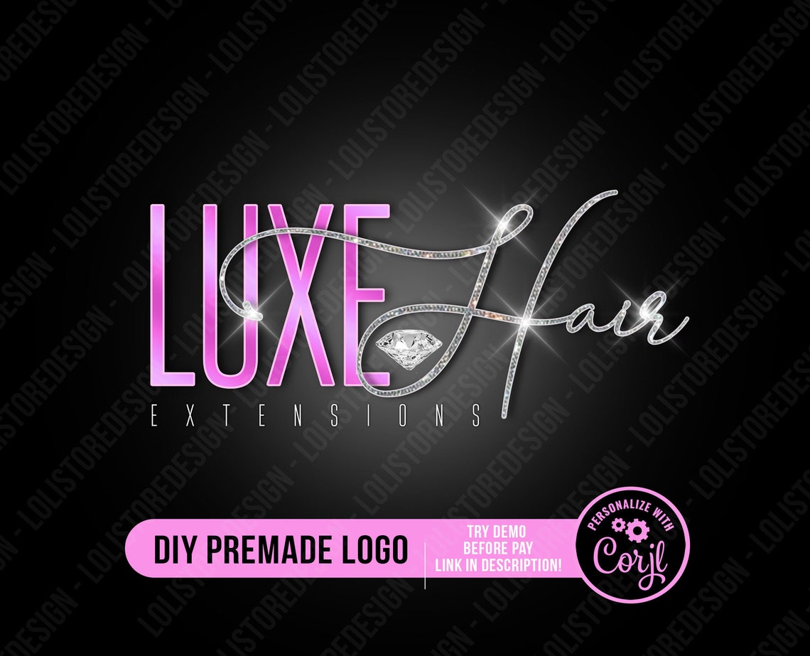 DIY Luxe Hair Extensions Logo Hair Beauty Logo Hair Logo Etsy