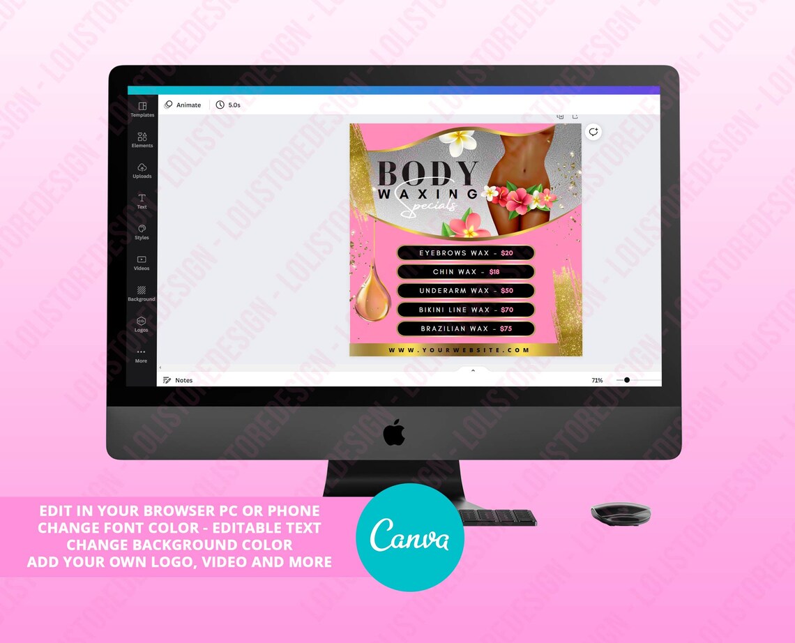 DIY Body Waxing Price List Flyer Waxing Services Flyer Wax Etsy