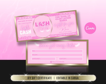 DIY Gift Certificate, Gift Voucher, Cash Certificate, Promotion, Beauty, Hair, Lashes, Salon, Nails, Makeup, Spa, Boutique