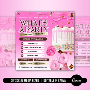DIY Backen Dessert Flyer, Kuchen Verkauf Flyer, Backen Verkauf Flyer, Cupcake Flyer, Süße Leckerei Preisliste Flyer, Social Media Flyer