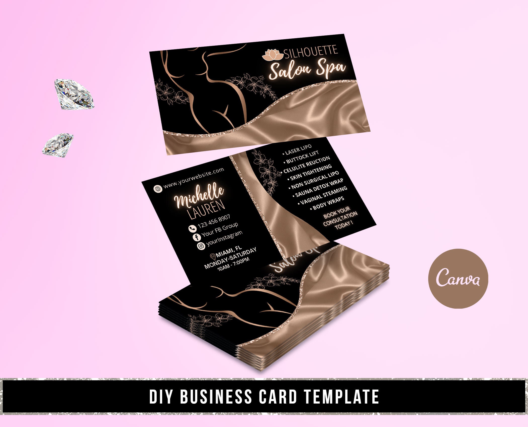 DIY Body Contouring Business Card, Body Sculpting Business Card, Lash  Business Card, Premade Template, Spa Business Card, Editable Design 