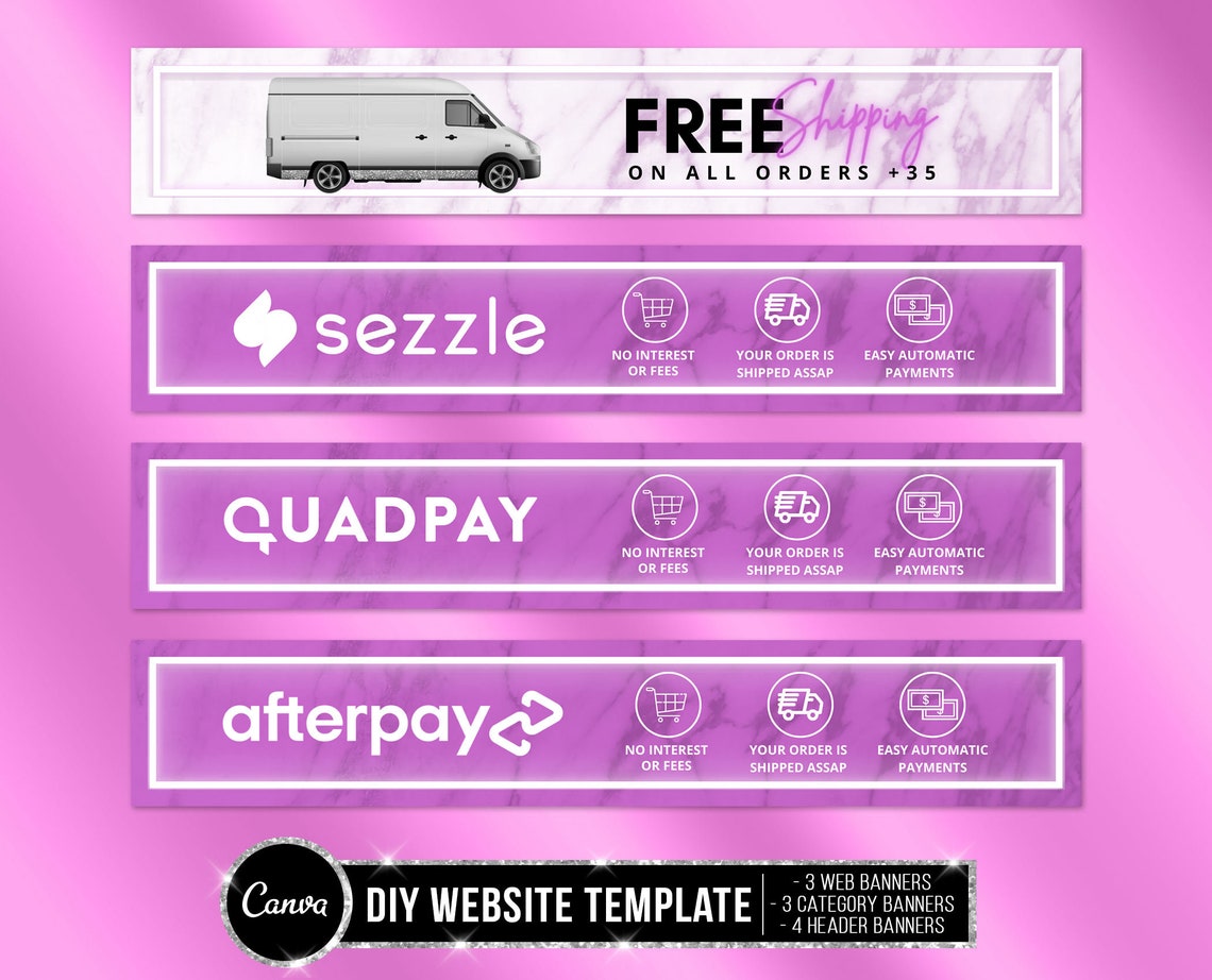 DIY  Banner Set site Banners Design Kit Lash Beauty Etsy