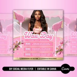 DIY Body Wax Specials Flyer, Wax Day Sale Flyer, Wax Salon Flyer, Spa Flyer, Body Contour Flyer, Brazilian Waxing Flyer, Social Media Flyer