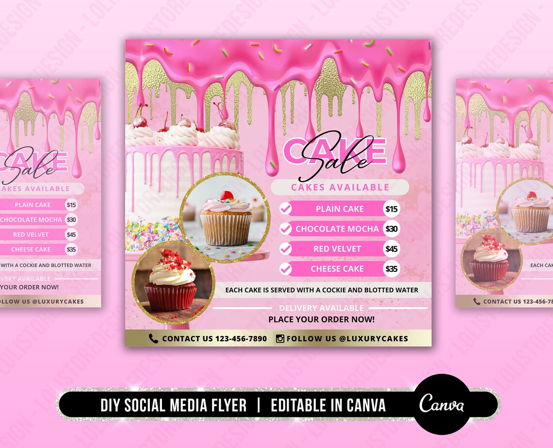 DIY Cake Sale Flyer Baking Dessert Flyer Baking Sale Flyer Etsy