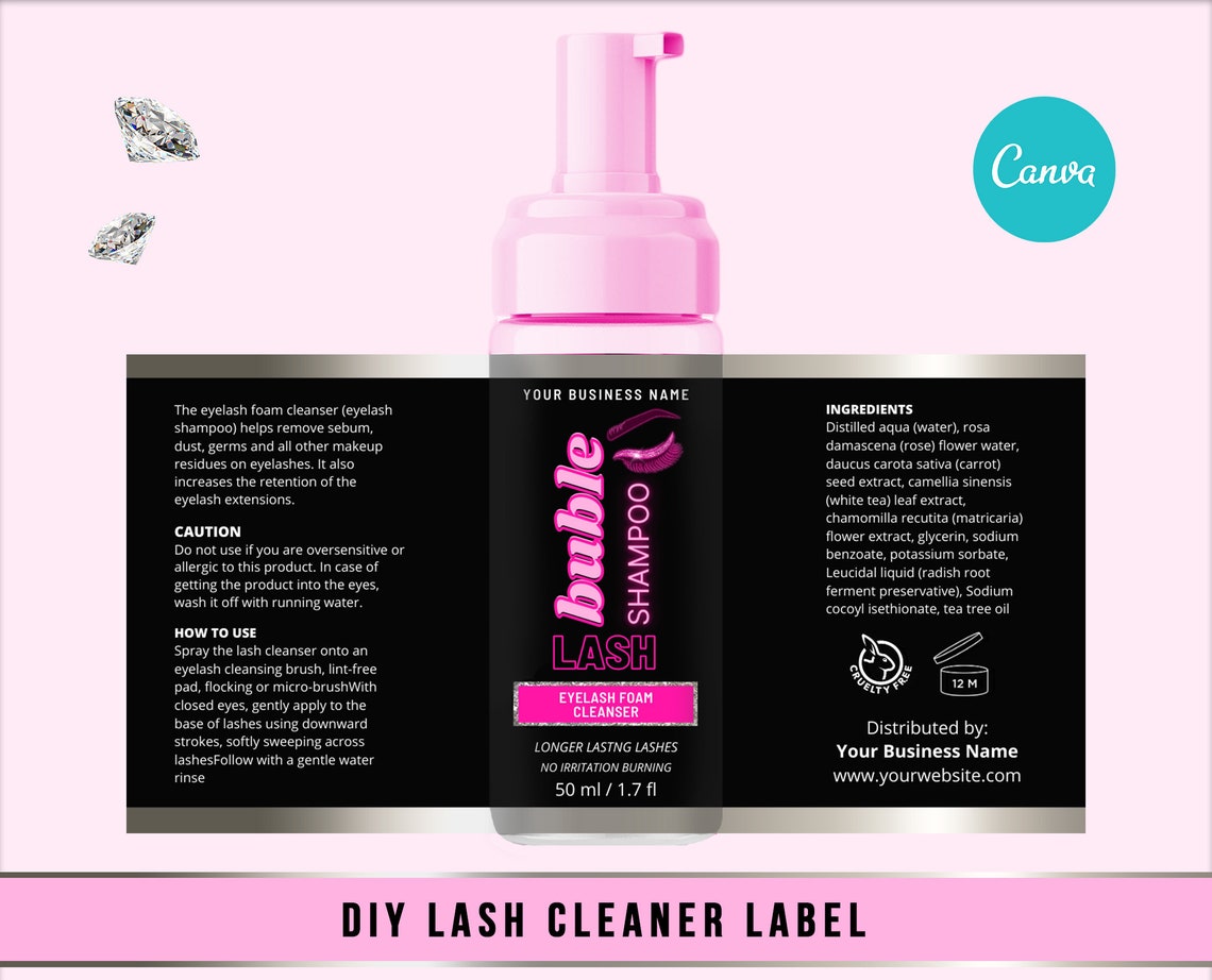 DIY Eyelash Cleanser Foam Label Lash Shampoo Label Lash Etsy
