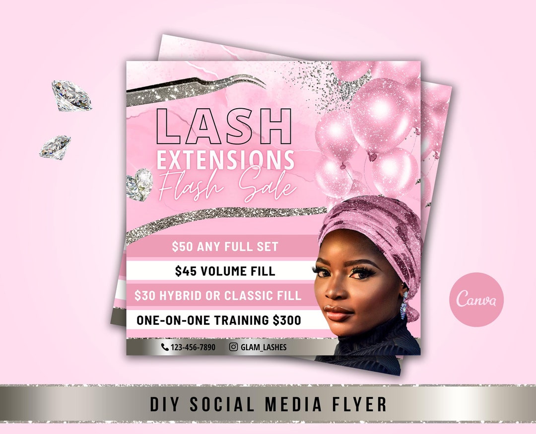 Folleto de venta flash de extensiones de pestañas DIY, folleto de