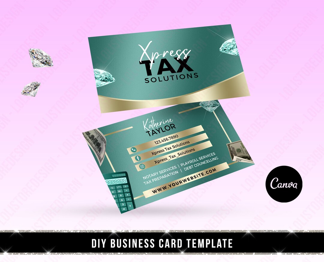 DIY Tax Business Card, Tax Prep Business Card, Tax Refund Business Card